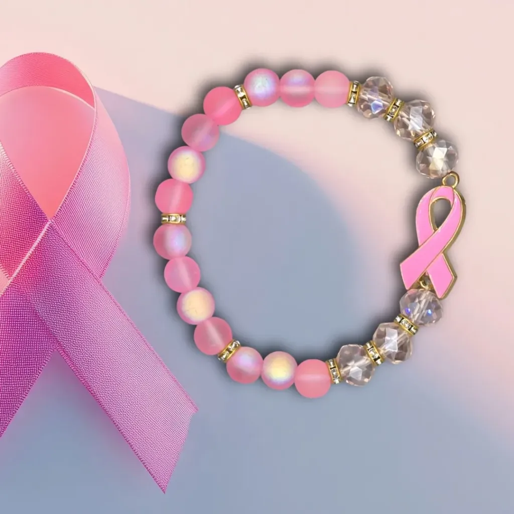 Hope Ribbon Beaded Bracelet