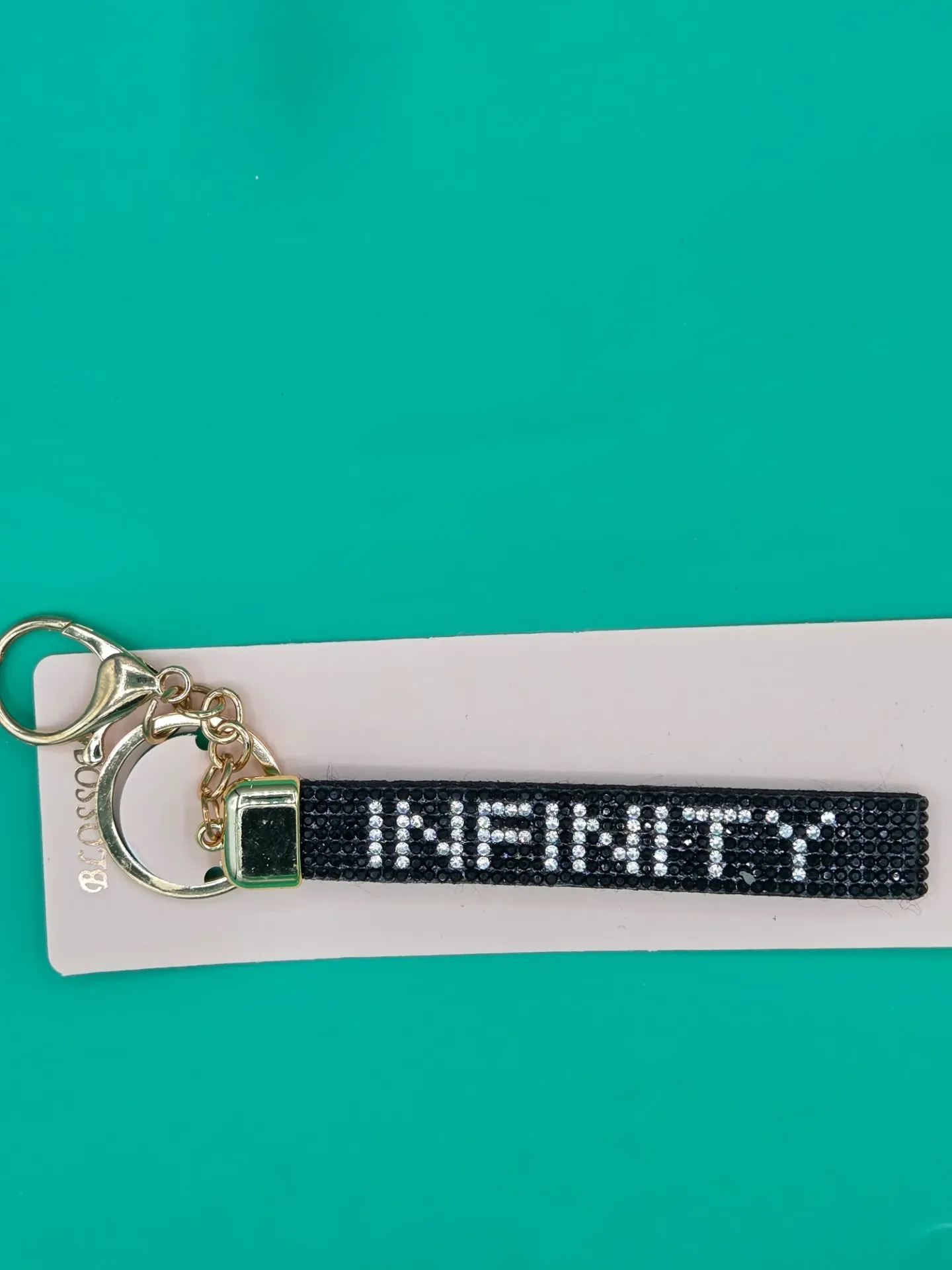 [Q100354] "INFINITY" Bling Wristlet Keychain (Black with Clear Bling)