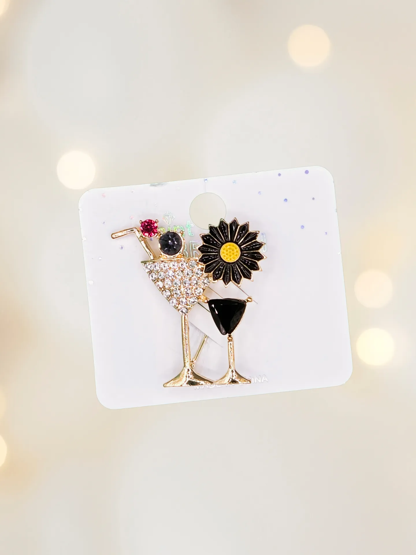 Martini Bling Brooch (Black)